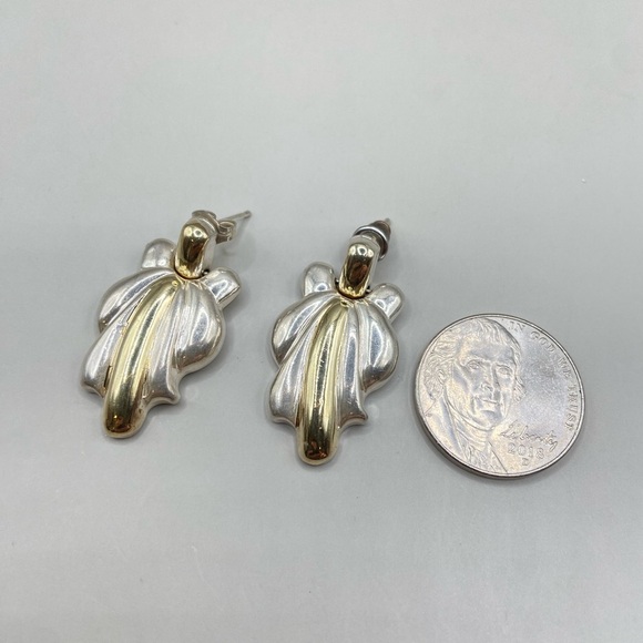 Vintage Silver and Gold Tone Accent Earrings - Picture 4 of 5